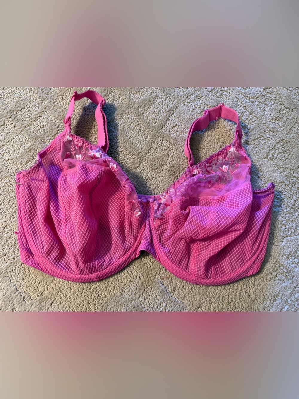 Elomi Vibrant Pink Mesh & Lace Full-Cup Bra 40K US